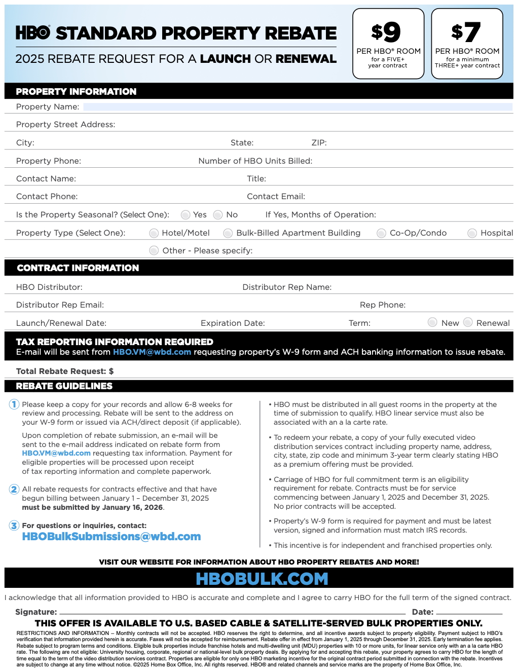 2025 HBO Standard Property Rebate