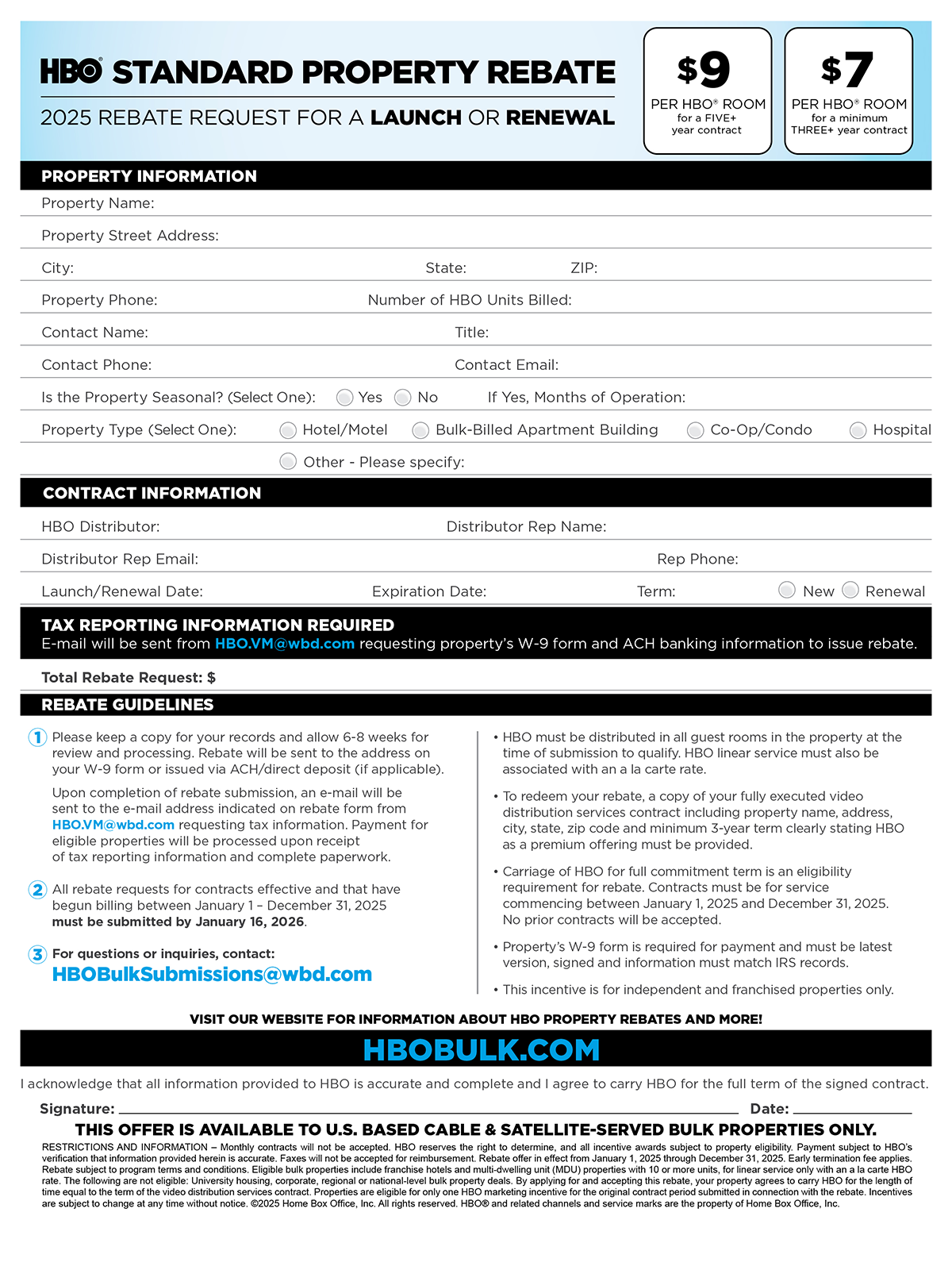 HBO Hospitality Rebate Form
